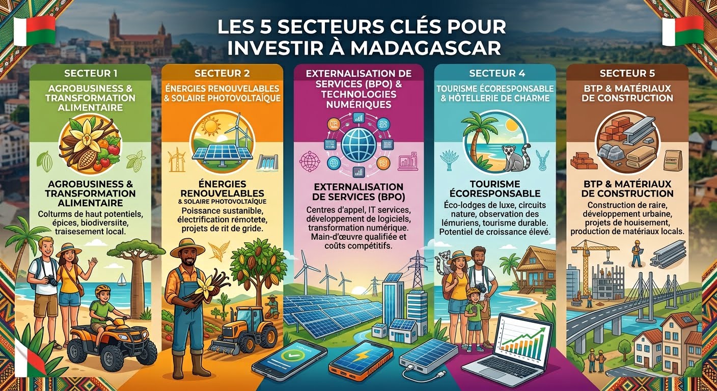 Les 5 secteurs économiques les plus porteurs pour investir à Madagascar